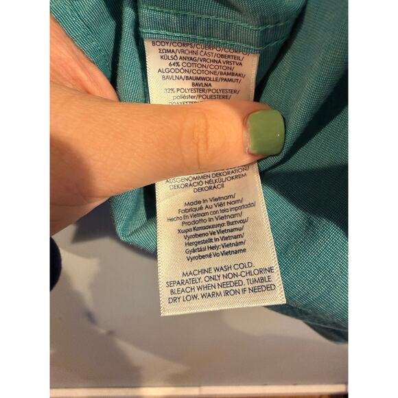 Chaps Men’s Button-Down Shirt – Teal Green – Size M - Picture 2 of 4